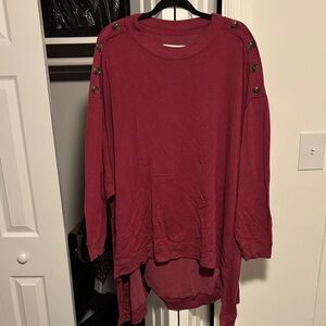 The Sweatshirt Project Women's Red Button-Shoulder Top